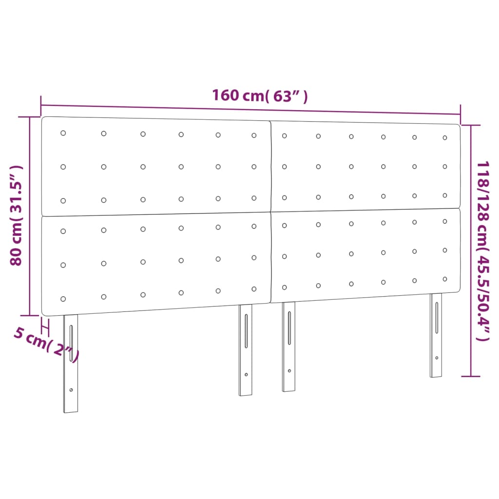 Hoofdborden 4 St 80X5X78/88 Cm Stof Lichtgrijs 160 cm Hoog