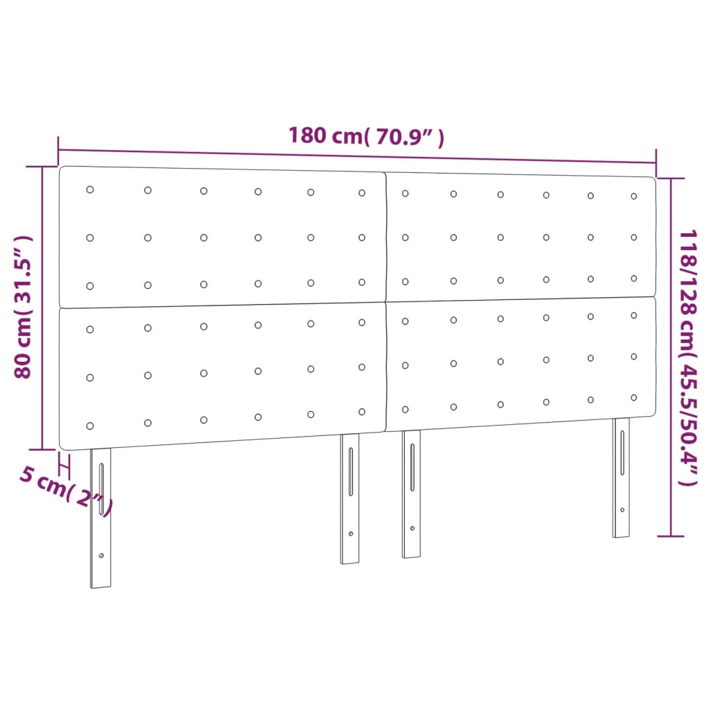Hoofdborden 4 St 90X5X78/88 Cm Stof Taupe 1 180 cm Hoog