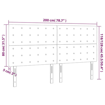 Hoofdborden 4 St 00 X 5 X 78/88 Cm Stof Lichtgrijs 200 cm Hoog