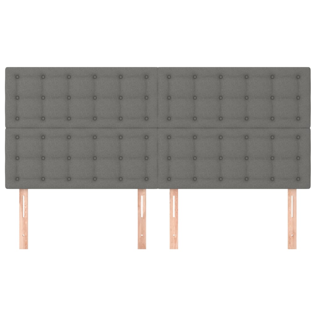 Hoofdborden 4 St 00X5X78/88 Cm Stof Donkergrijs 200 cm Hoog