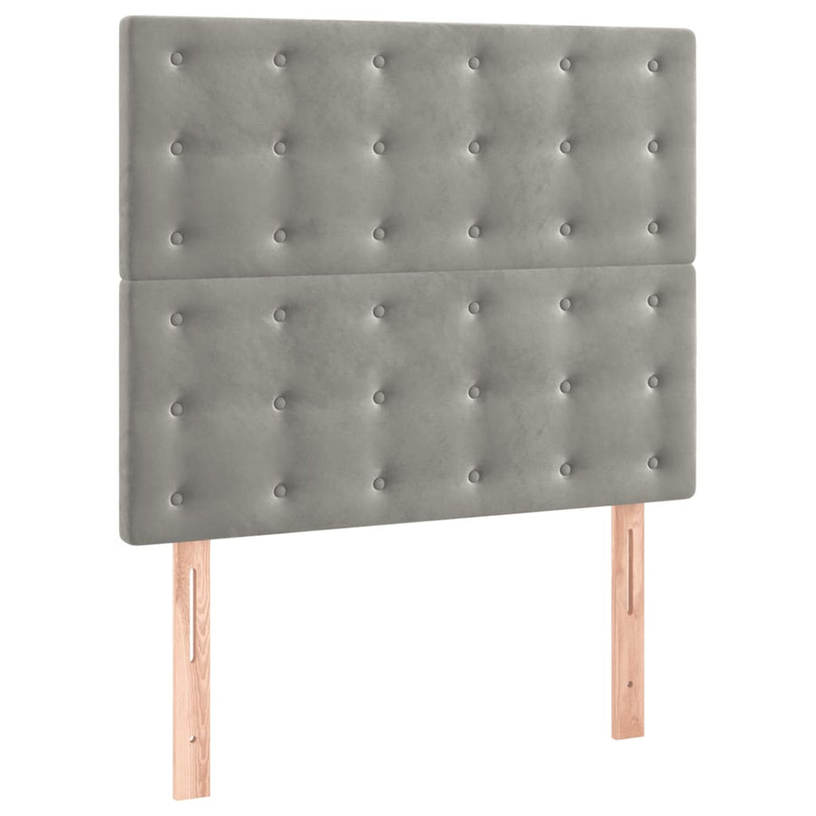 Hoofdborden 2 St 90X5X78/88 Cm Fluweel Lichtgrijs 1 90 cm Hoog