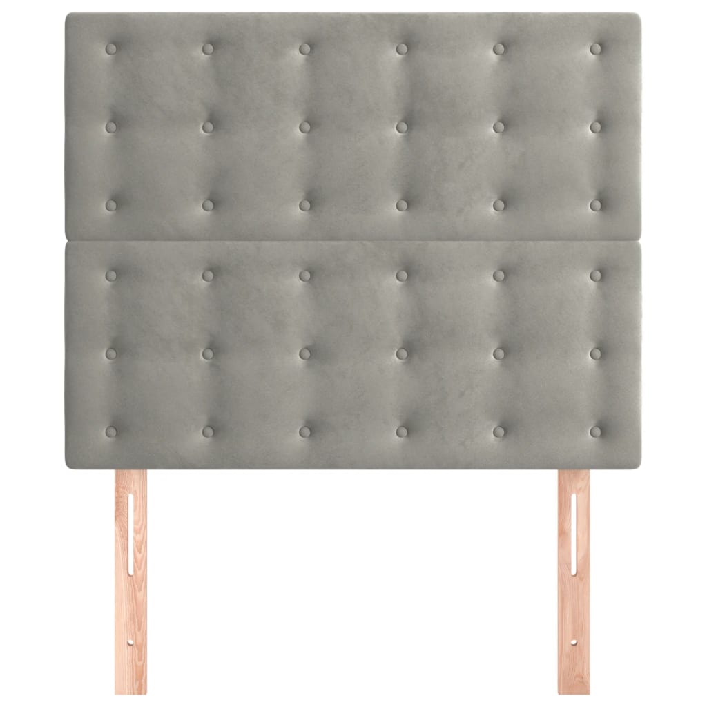 Hoofdborden 2 St 90X5X78/88 Cm Fluweel Lichtgrijs 1 90 cm Hoog