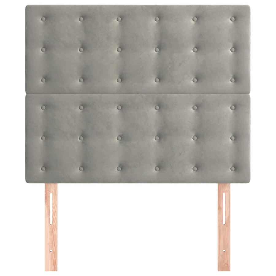 Hoofdborden 2 St 90X5X78/88 Cm Fluweel Lichtgrijs 1 90 cm Hoog