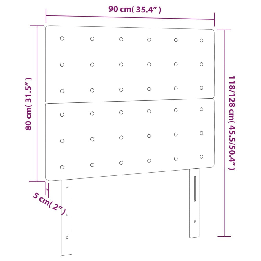 Hoofdborden 2 St 90X5X78/88 Cm Fluweel Lichtgrijs 1 90 cm Hoog
