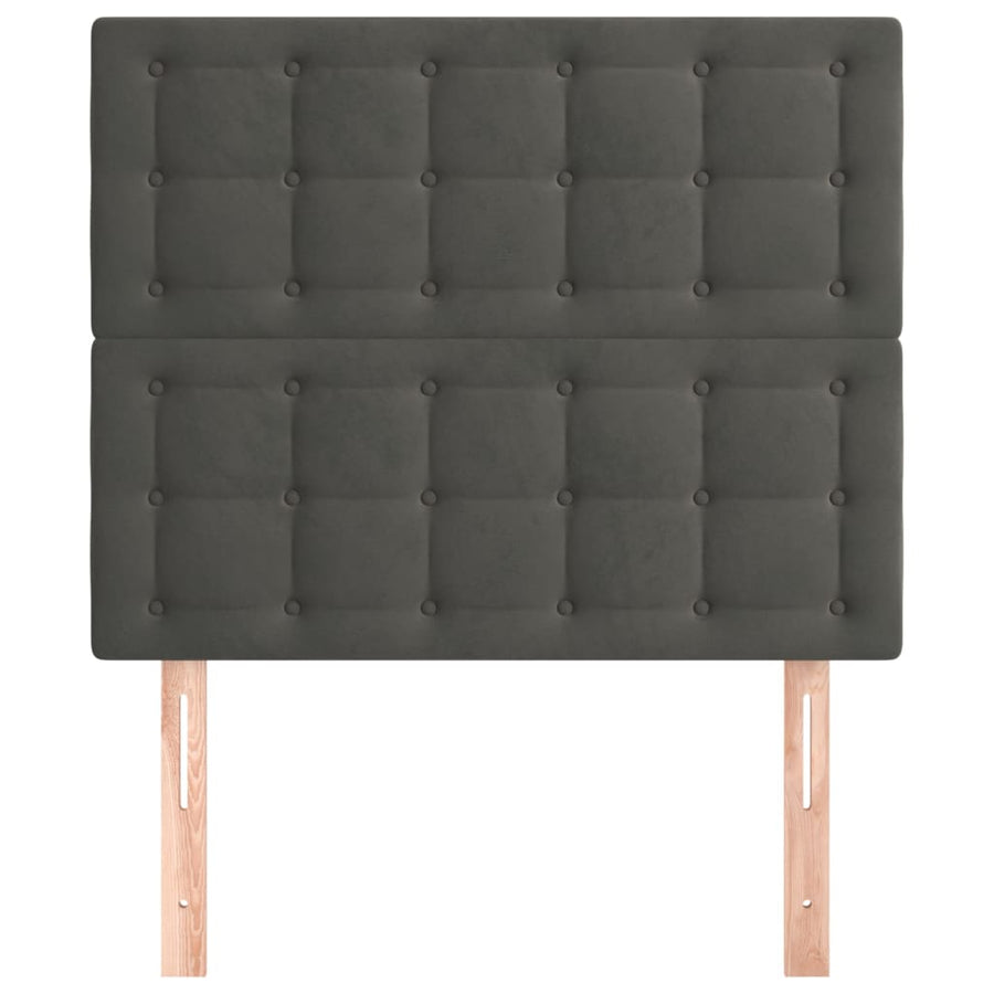 Hoofdborden 2 St 90X5X78/88 Cm Fluweel Donkergrijs