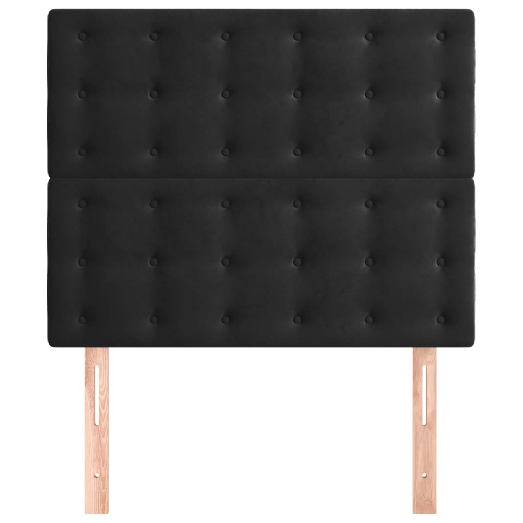 Hoofdborden 2 st 90x5x78/88 cm fluweel zwart 90 cm Hoog