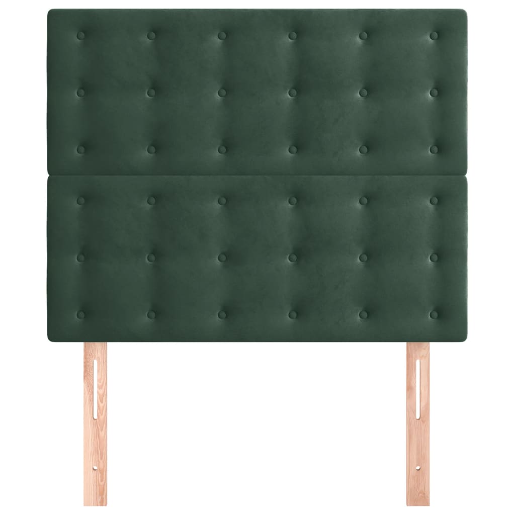 Hoofdborden 2 st 90x5x78/88 cm fluweel donkergroen