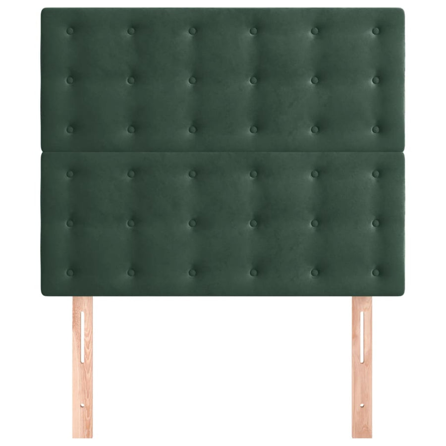 Hoofdborden 2 st 90x5x78/88 cm fluweel donkergroen