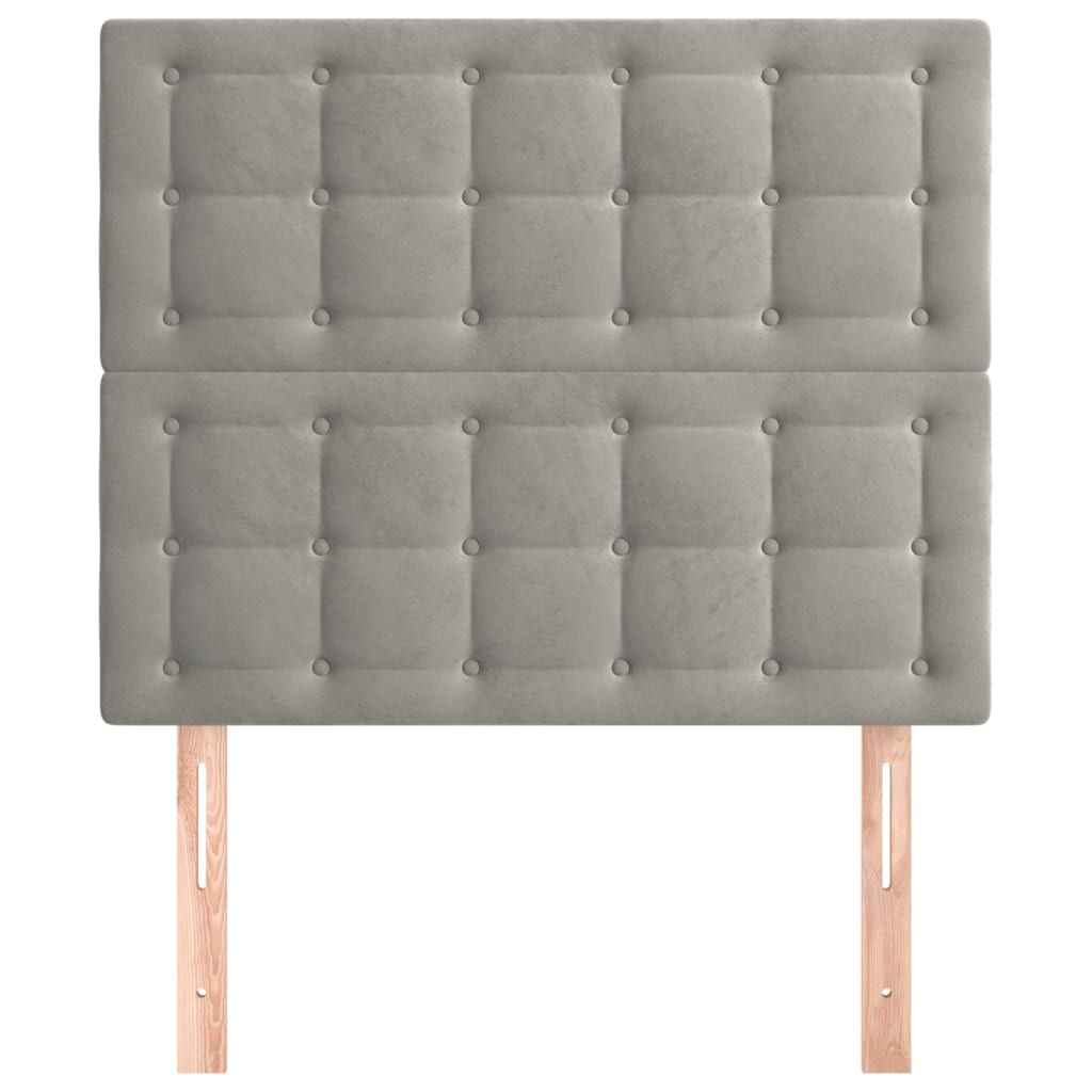 Hoofdborden 2 St 100 X 5 X 78/88 Cm Fluweel Lichtgrijs