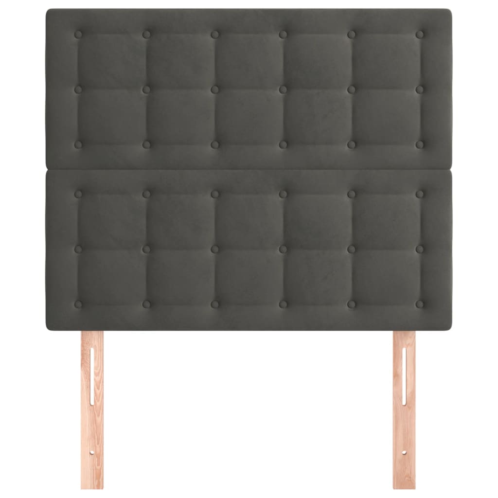 Hoofdborden 2 St 100X5X78/88 Cm Fluweel Donkergrijs