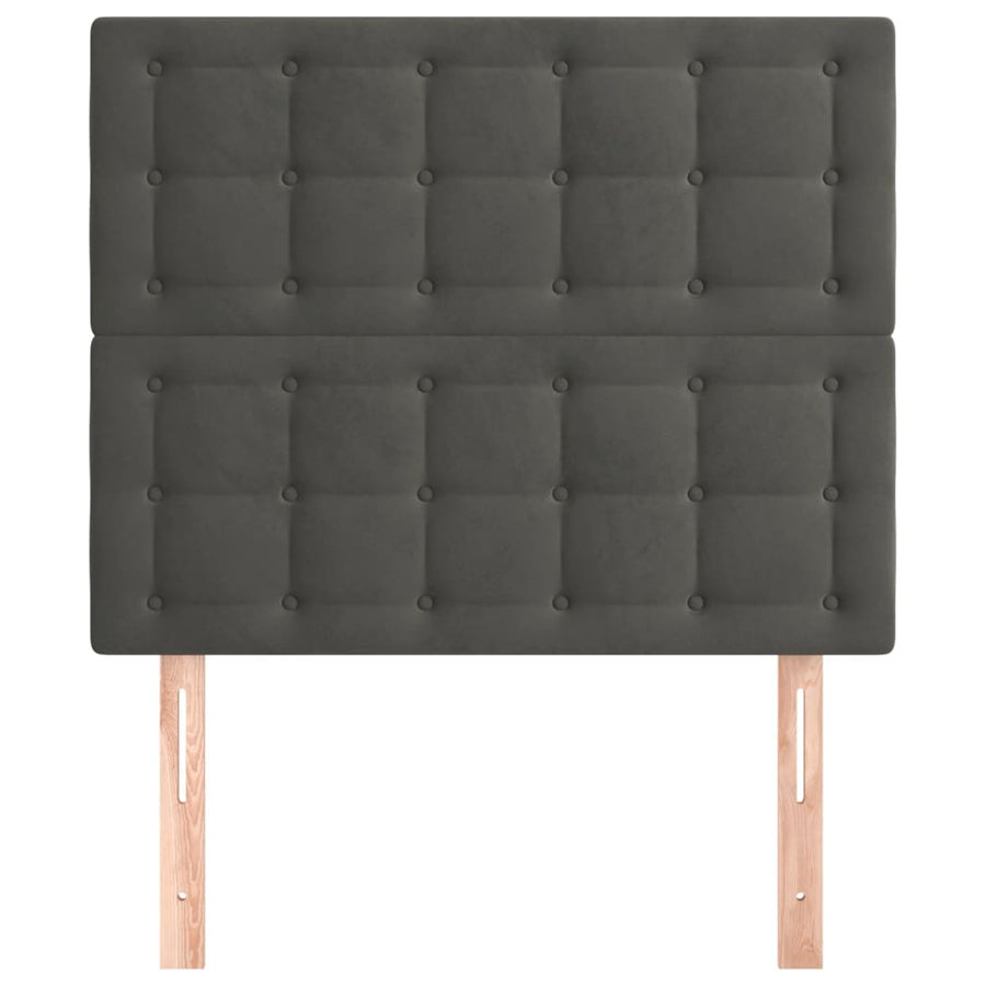 Hoofdborden 2 St 100X5X78/88 Cm Fluweel Donkergrijs