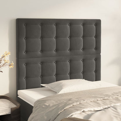 Hoofdborden 2 St 100X5X78/88 Cm Fluweel Donkergrijs