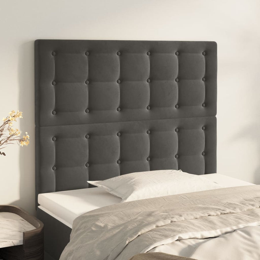 Hoofdborden 2 St 100X5X78/88 Cm Fluweel Donkergrijs