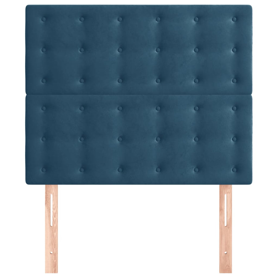 Hoofdborden 2 st 100x5x78/88 cm fluweel donkerblauw 100 cm Hoog