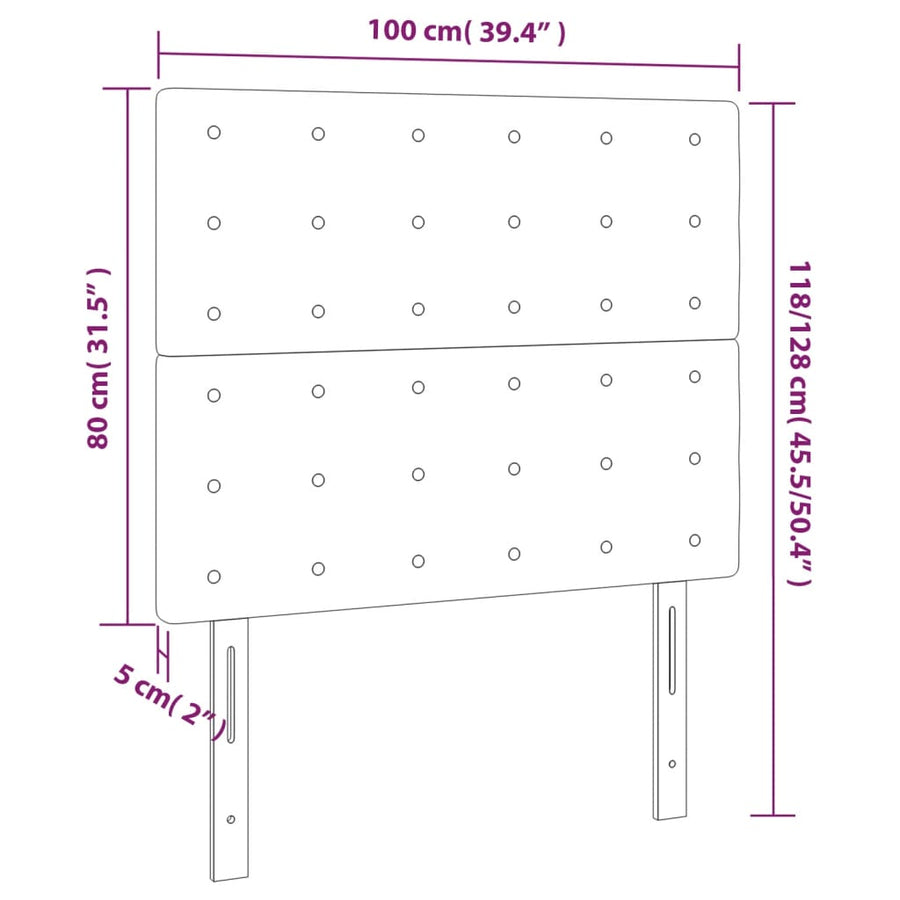 Hoofdborden 2 St 00X5X78/88 Cm Fluweel Roze 100 cm Hoog