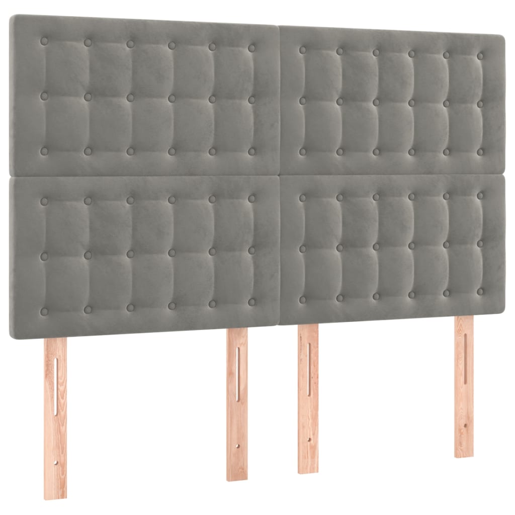 Hoofdborden 4 St 72X5X78/88 Cm Fluweel Lichtgrijs