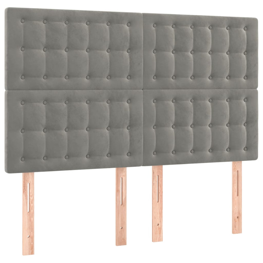 Hoofdborden 4 St 72X5X78/88 Cm Fluweel Lichtgrijs