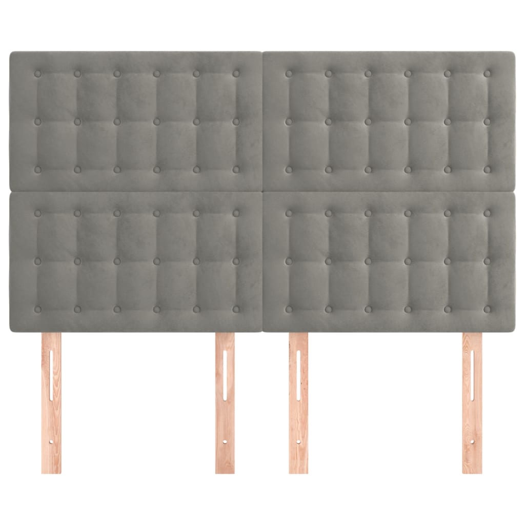 Hoofdborden 4 St 72X5X78/88 Cm Fluweel Lichtgrijs