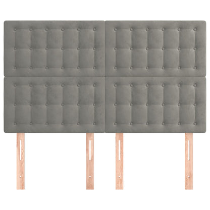 Hoofdborden 4 St 72X5X78/88 Cm Fluweel Lichtgrijs