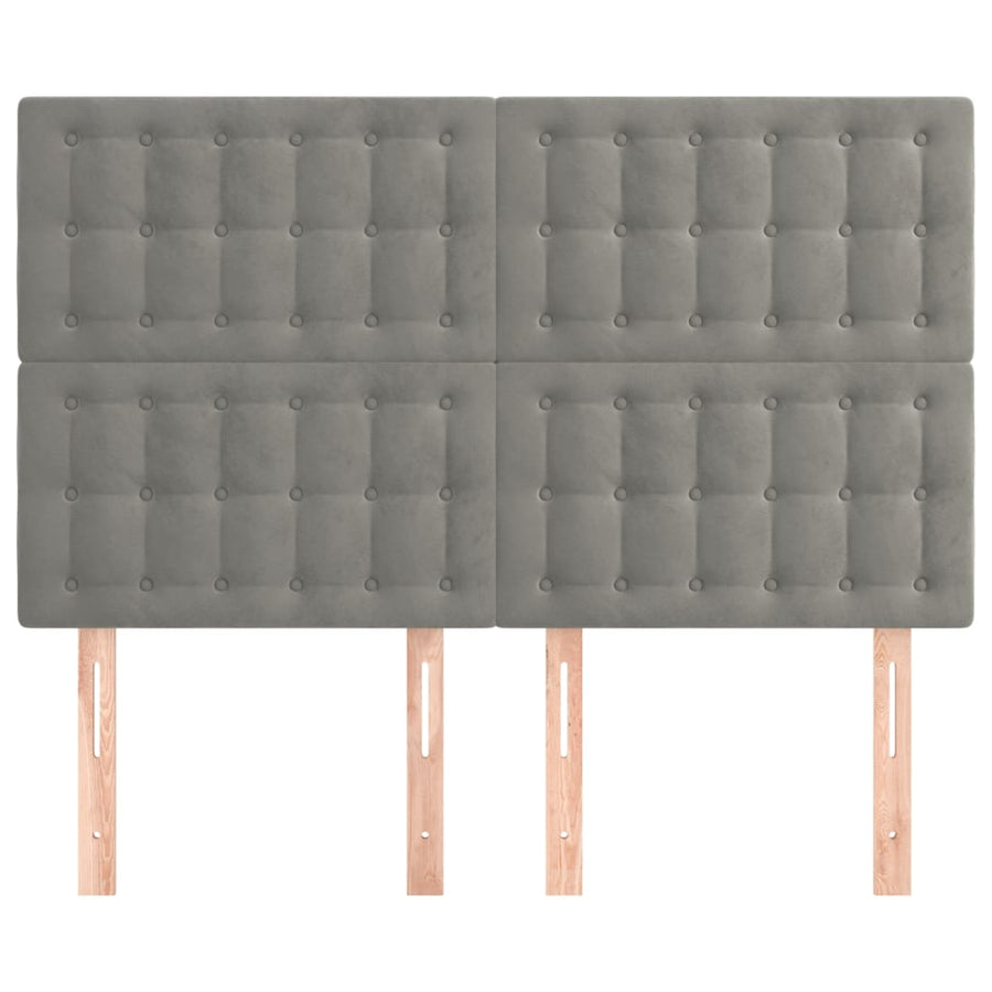 Hoofdborden 4 St 72X5X78/88 Cm Fluweel Lichtgrijs