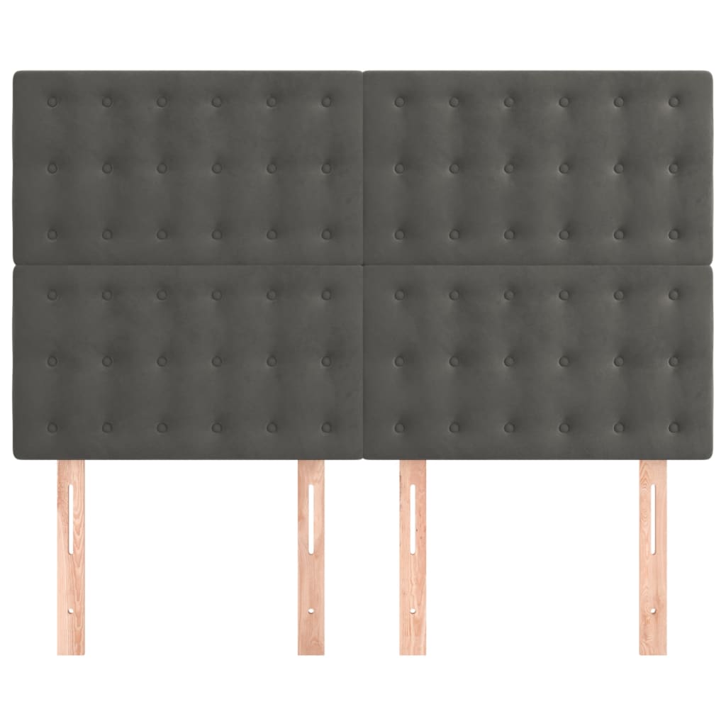Hoofdborden 4 St 72X5X78/88 Cm Fluweel Donkergrijs 1 144 cm Hoog