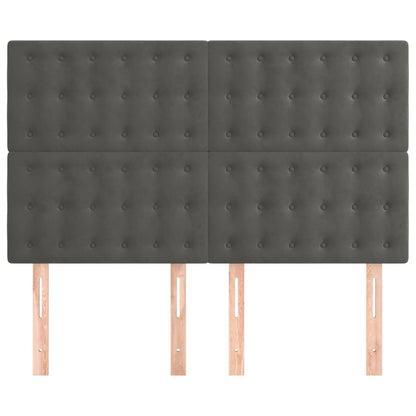 Hoofdborden 4 St 72X5X78/88 Cm Fluweel Donkergrijs 1 144 cm Hoog