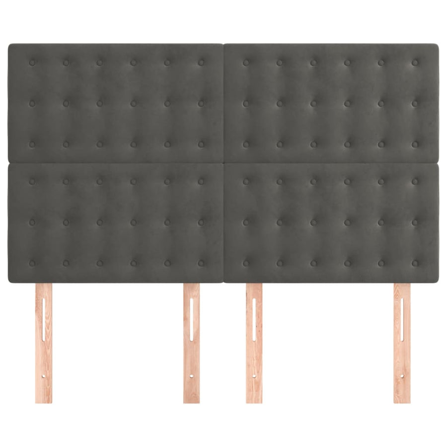 Hoofdborden 4 St 72X5X78/88 Cm Fluweel Donkergrijs 1 144 cm Hoog