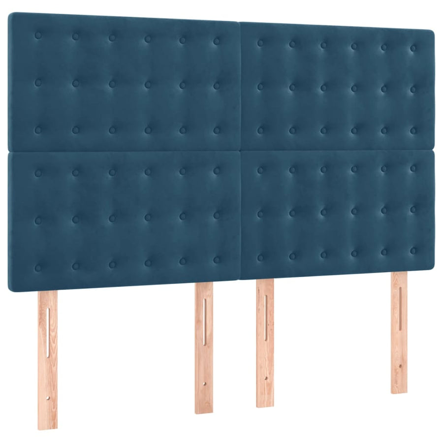 Hoofdborden 4 St 72X5X78/88 Cm Fluweel Donkerblauw 144 cm Hoog