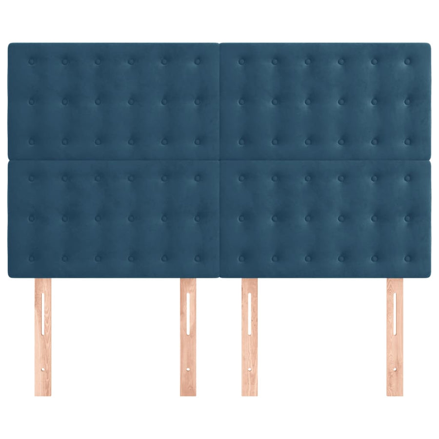 Hoofdborden 4 St 72X5X78/88 Cm Fluweel Donkerblauw 144 cm Hoog