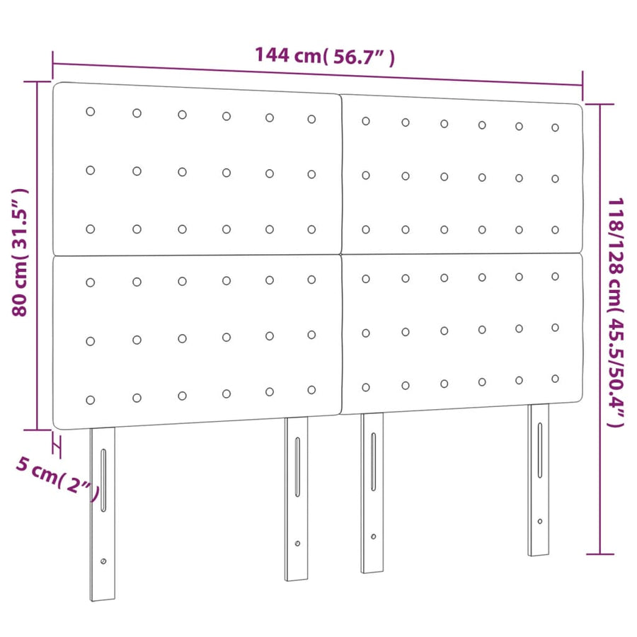 Hoofdborden 4 St 72X5X78/88 Cm Fluweel Donkerblauw 144 cm Hoog