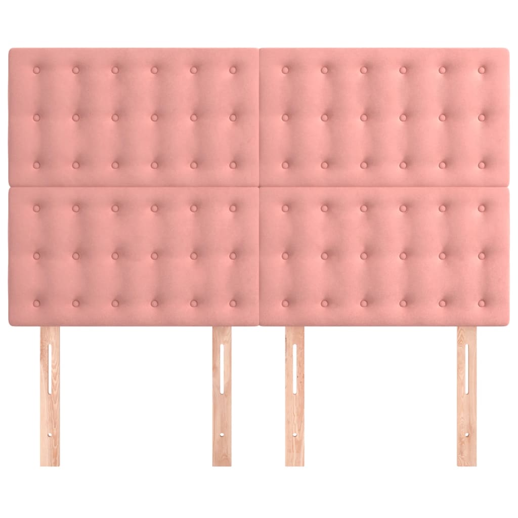 Hoofdborden 4 St 72X5X78/88 Cm Fluweel Roze 1 144 cm Hoog