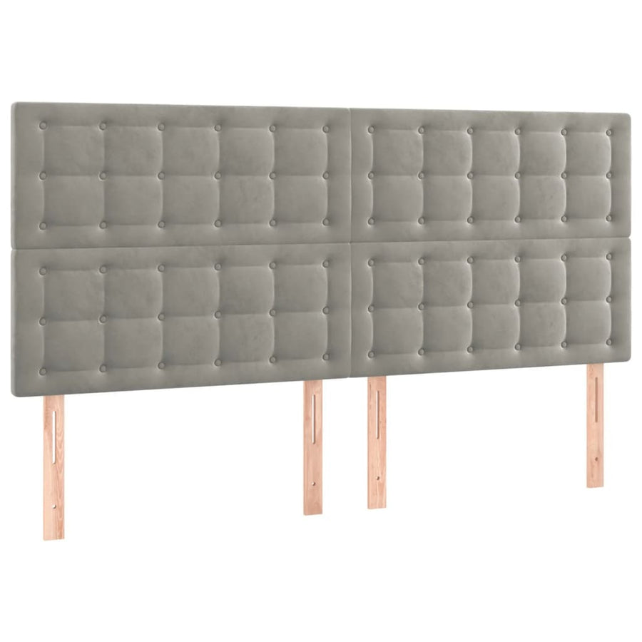 Hoofdborden 4 St 80X5X78/88 Cm Fluweel Lichtgrijs