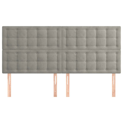 Hoofdborden 4 St 80X5X78/88 Cm Fluweel Lichtgrijs