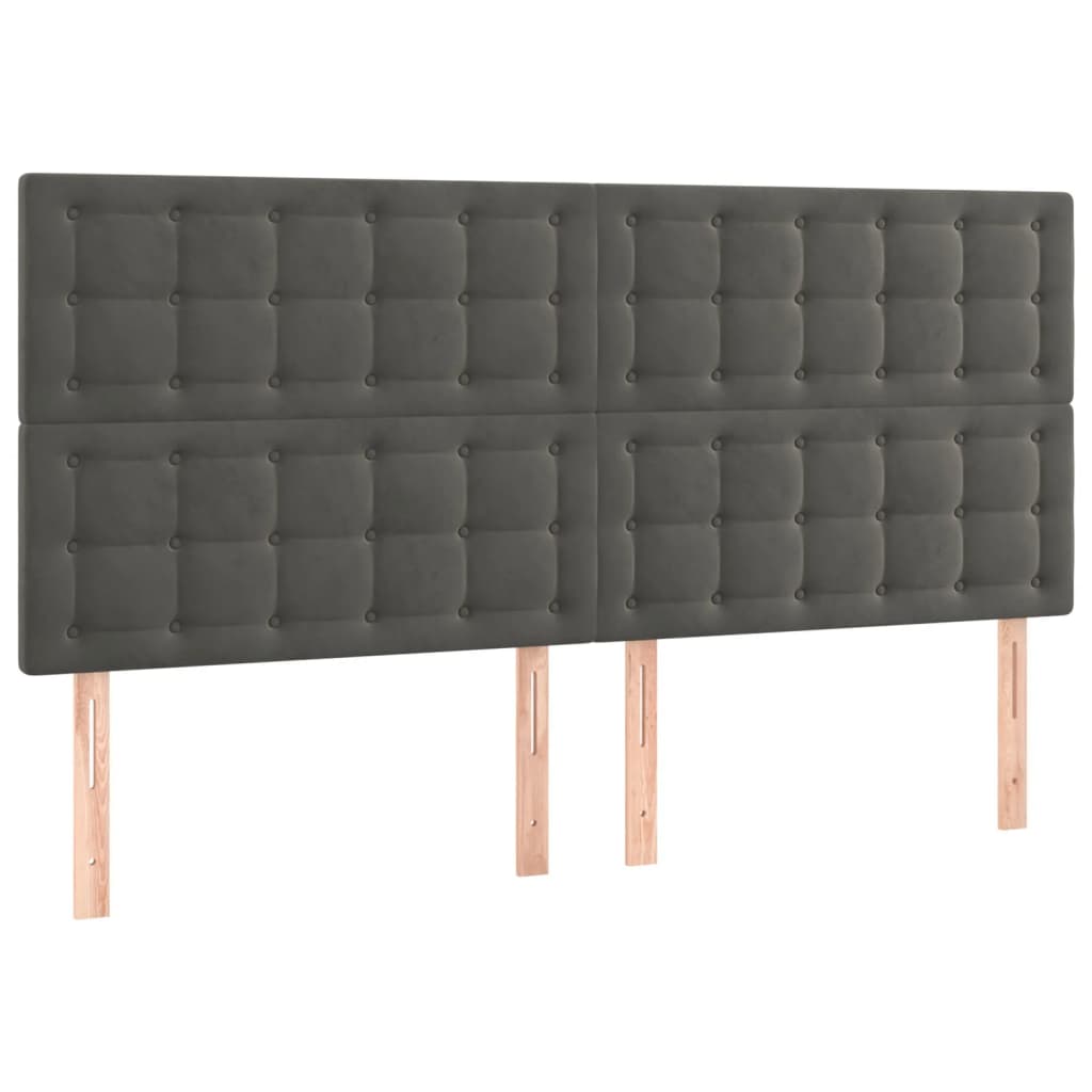 Hoofdborden 4 St 80X5X78/88 Cm Fluweel Donkergrijs