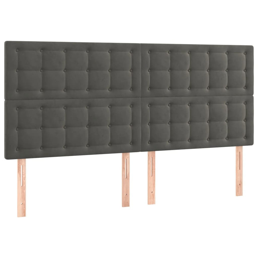 Hoofdborden 4 St 80X5X78/88 Cm Fluweel Donkergrijs