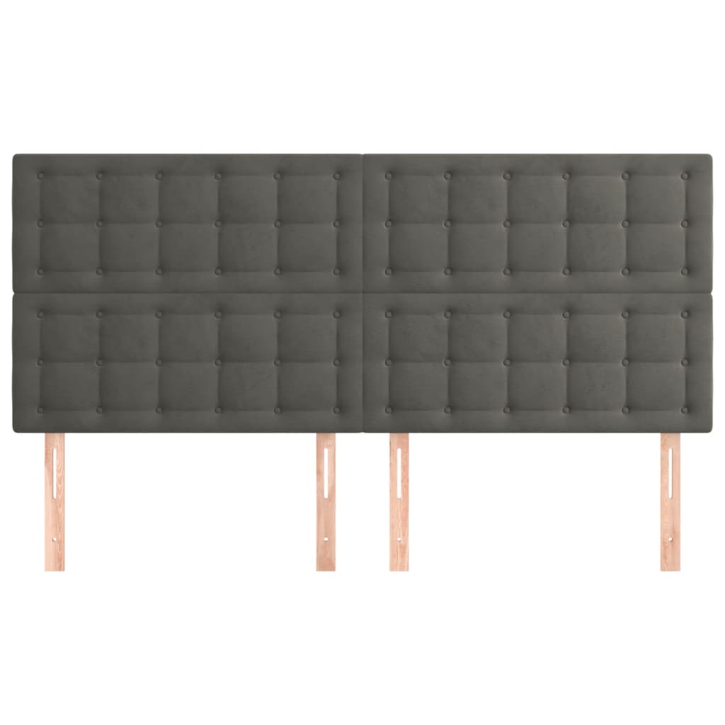 Hoofdborden 4 St 80X5X78/88 Cm Fluweel Donkergrijs