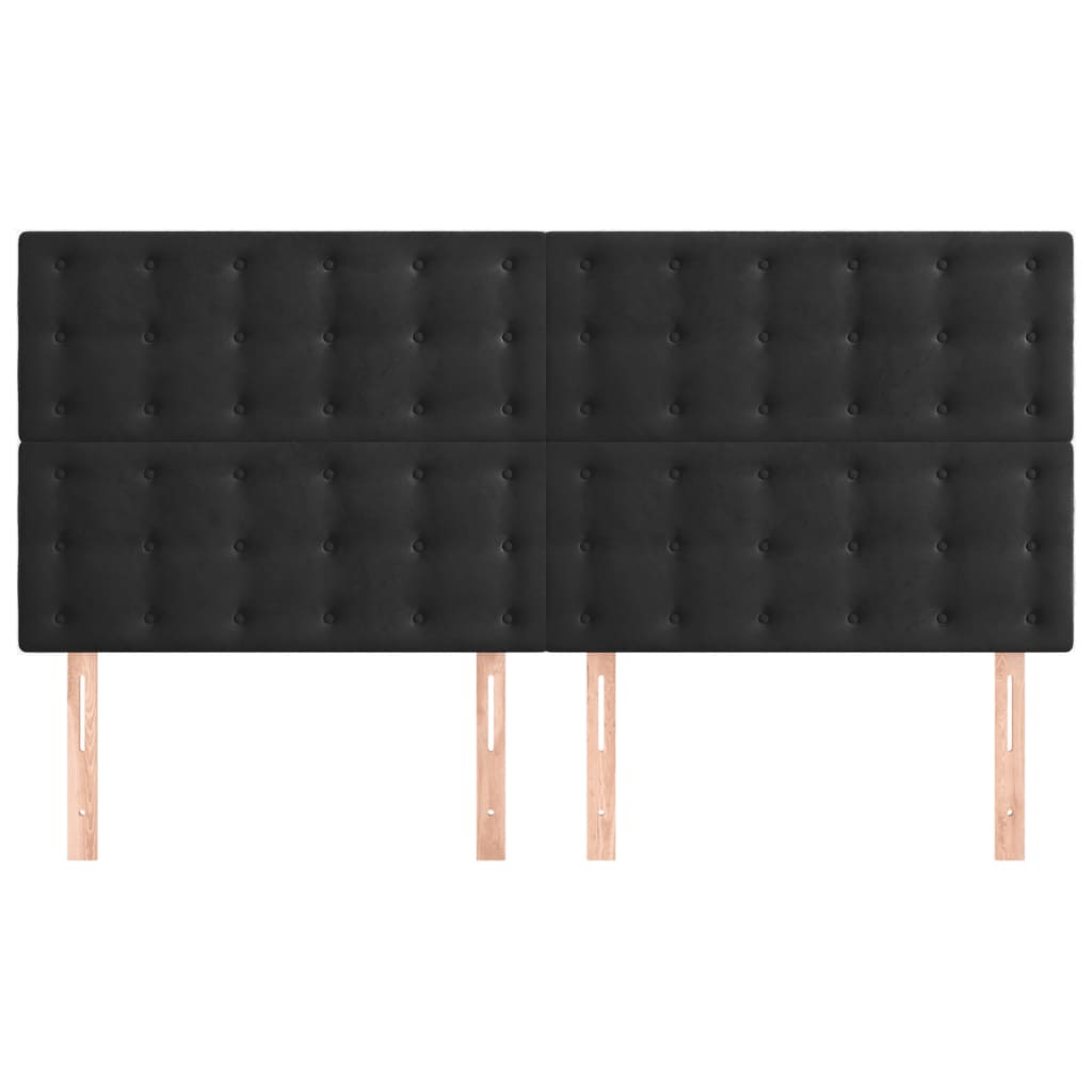 Hoofdborden 4 St 80X5X78/88 Cm Fluweel Zwart 160 cm Hoog