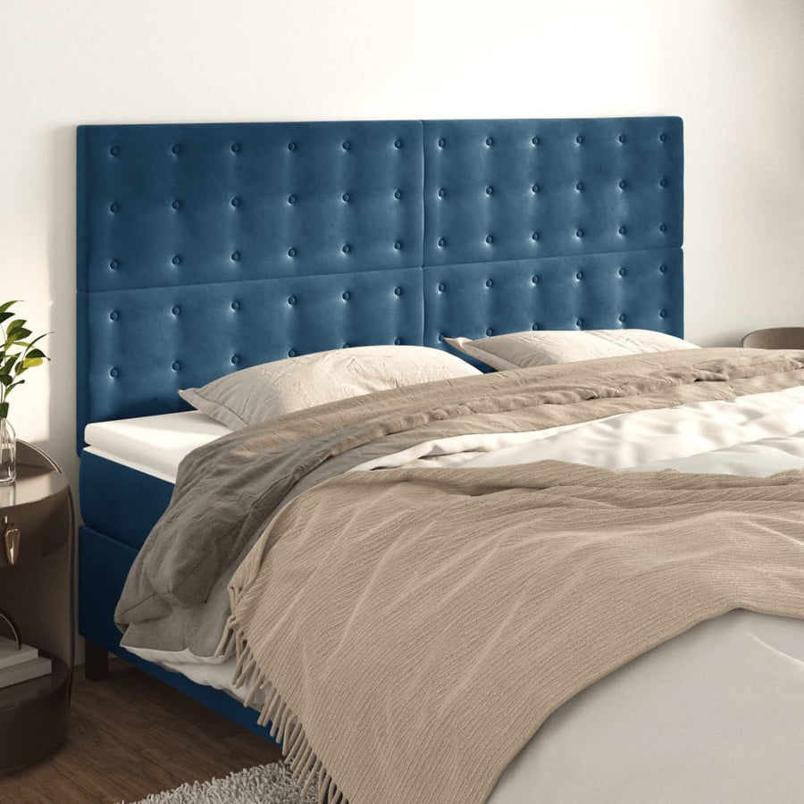 Hoofdborden 4 St 80X5X78/88 Cm Fluweel Donkerblauw 1 160 cm Hoog