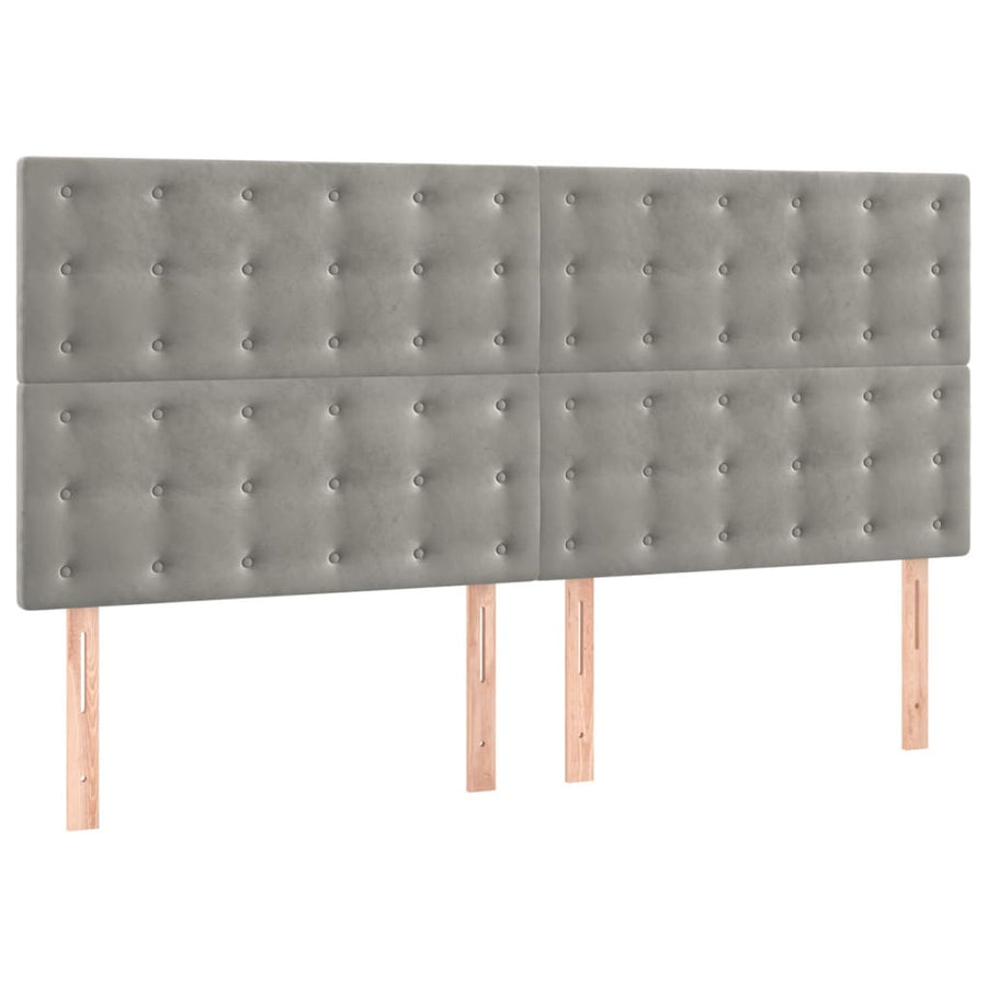 Hoofdborden 4 St 90X5X78/88 Cm Fluweel Lichtgrijs 1 180 cm