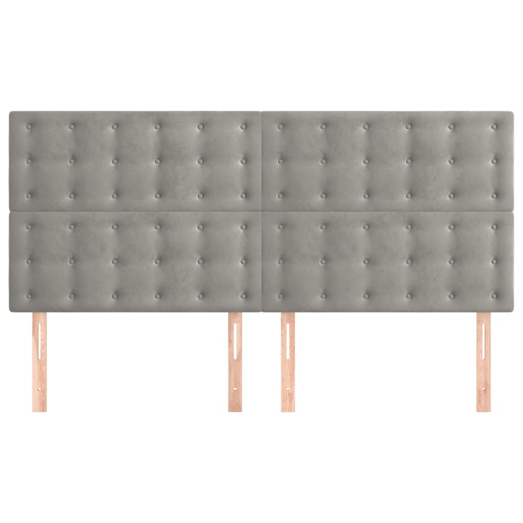Hoofdborden 4 St 90X5X78/88 Cm Fluweel Lichtgrijs 1 180 cm
