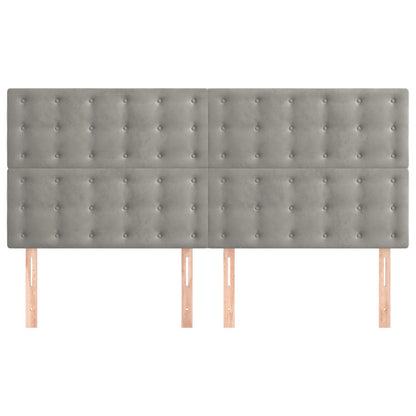 Hoofdborden 4 St 90X5X78/88 Cm Fluweel Lichtgrijs 1 180 cm