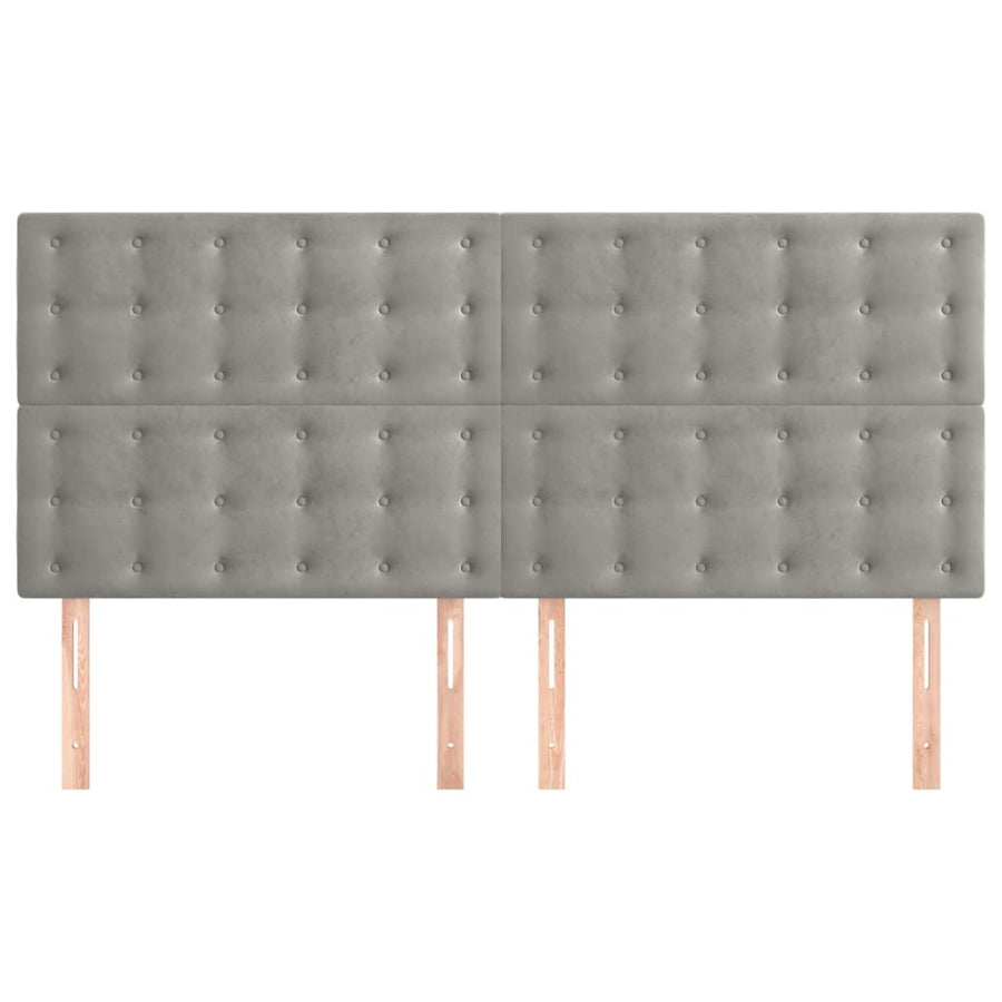 Hoofdborden 4 St 90X5X78/88 Cm Fluweel Lichtgrijs 1 180 cm