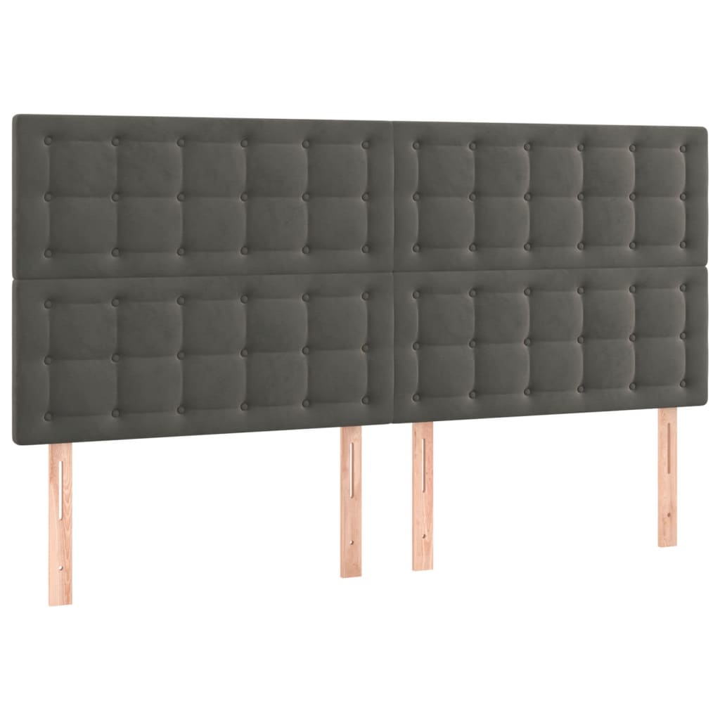 Hoofdborden 4 St 90X5X78/88 Cm Fluweel Donkergrijs