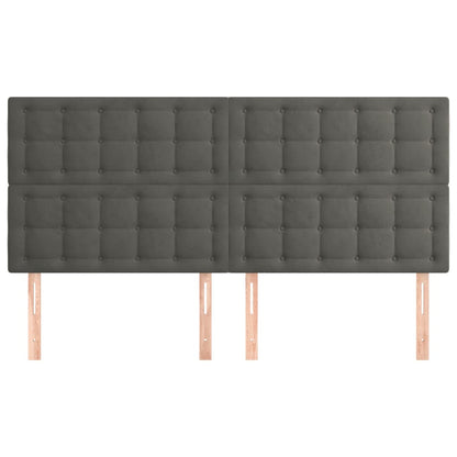 Hoofdborden 4 St 90X5X78/88 Cm Fluweel Donkergrijs