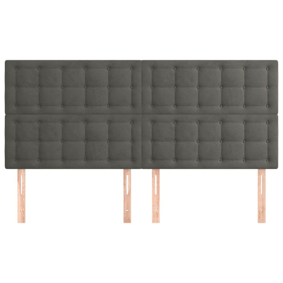 Hoofdborden 4 St 90X5X78/88 Cm Fluweel Donkergrijs