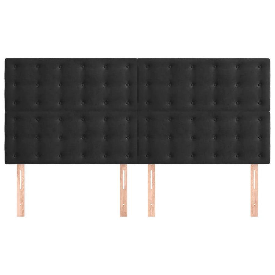 Hoofdborden 4 St 90X5X78/88 Cm Fluweel Zwart 180 cm Hoog