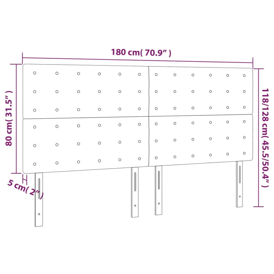 Hoofdborden 4 St 90X5X78/88 Cm Fluweel Zwart 180 cm Hoog
