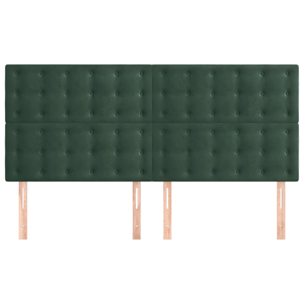 Hoofdborden 4 st 90x5x78/88 cm fluweel donkergroen