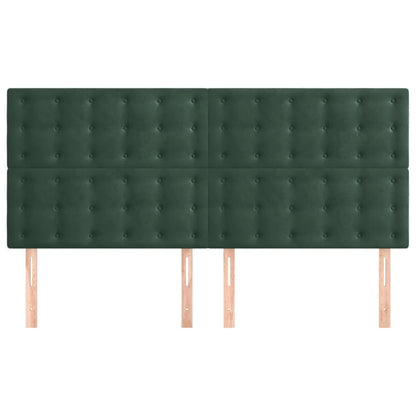 Hoofdborden 4 st 90x5x78/88 cm fluweel donkergroen