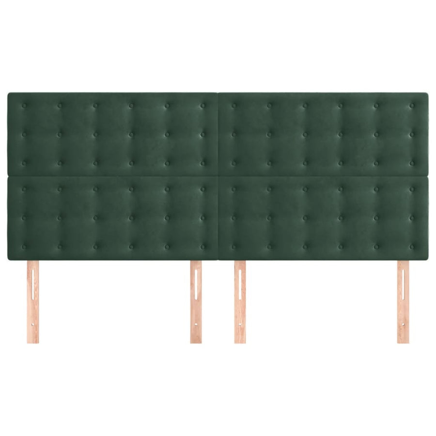 Hoofdborden 4 st 90x5x78/88 cm fluweel donkergroen